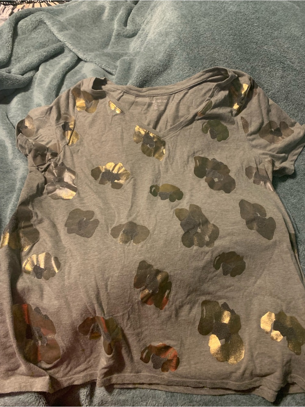 Lane Bryant Green Tee with Metallic Gold Accent